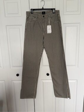 Anine Bing Roy Black and Tan Pinstripe jeans